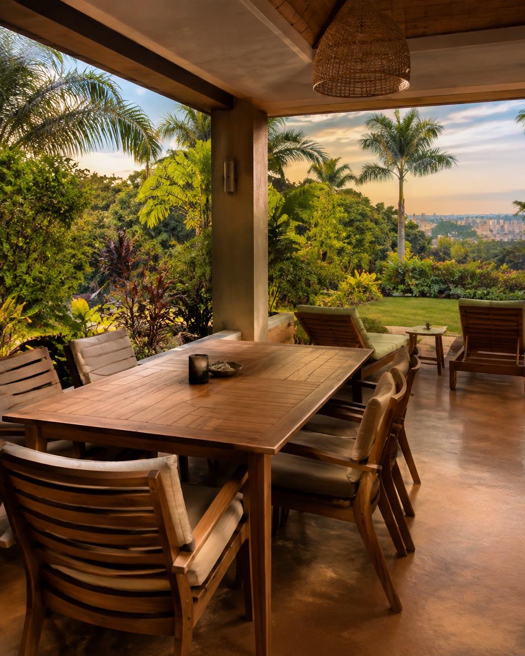 Veranda with hardwood outdoor dining